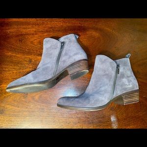 Lucky Brand Gray Suede Booties with Double Zipper